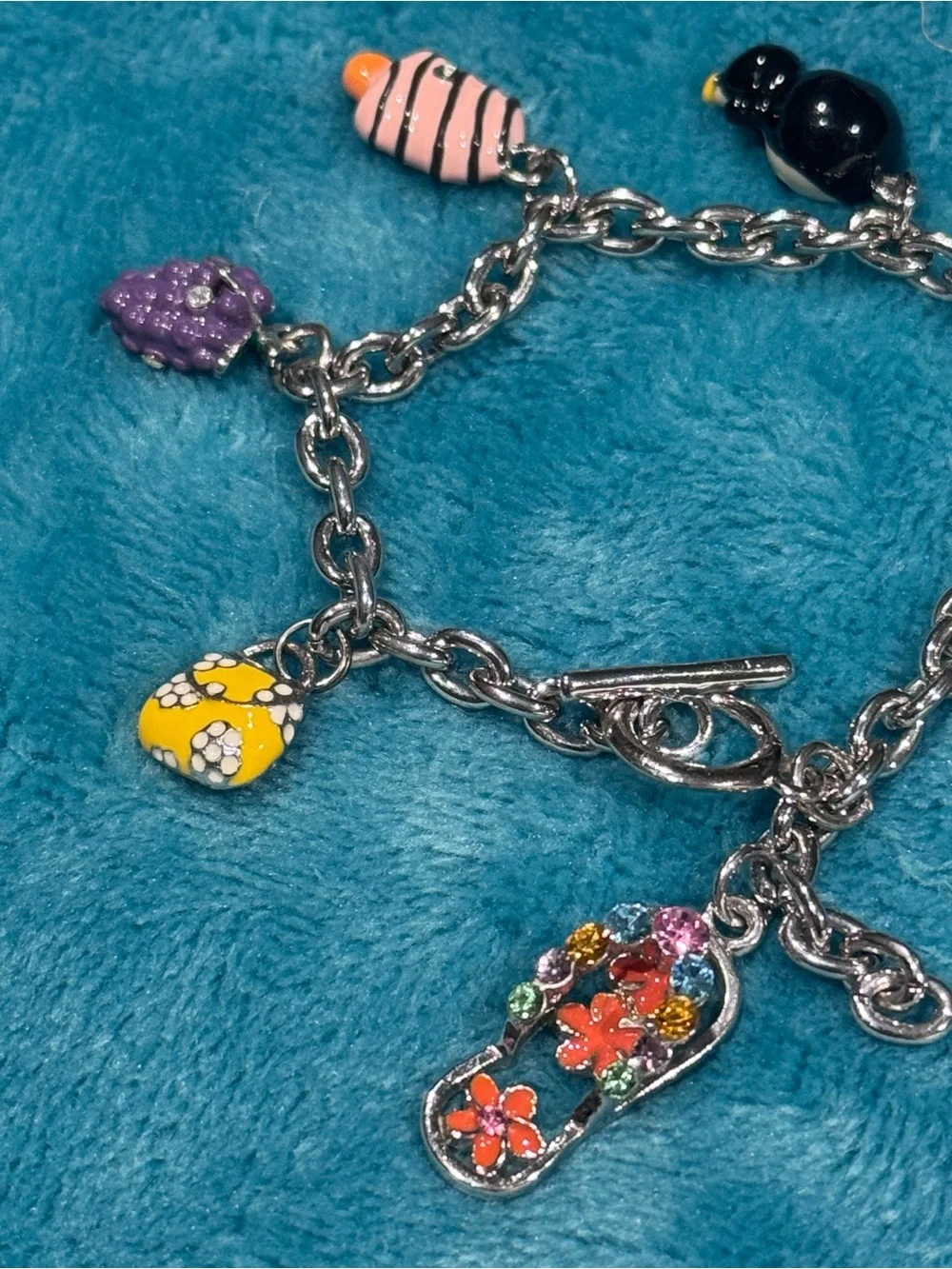 Silver Enameled Charm Bracelet